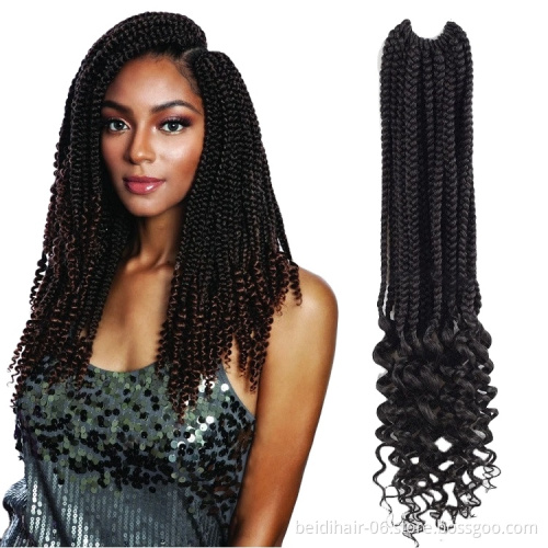 Box Braids Goddess Braiding Hair with Curly Ends 3S Synthetic Hair Braided Extension 18inch 24inch